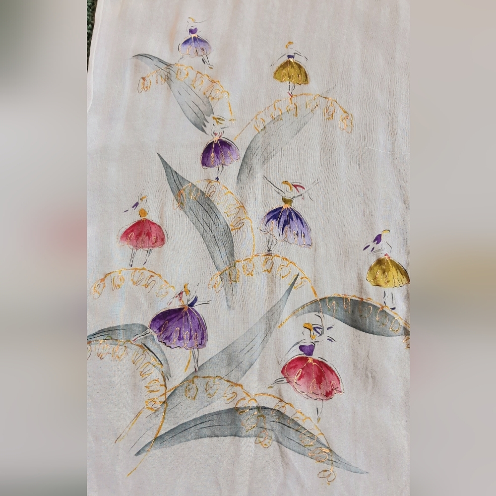 Hand-Painted Fairy Dancers Rayon Scarf